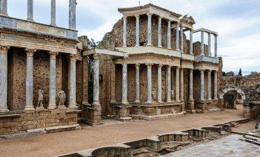 Ruins of Roman Theater of Merida in Spain