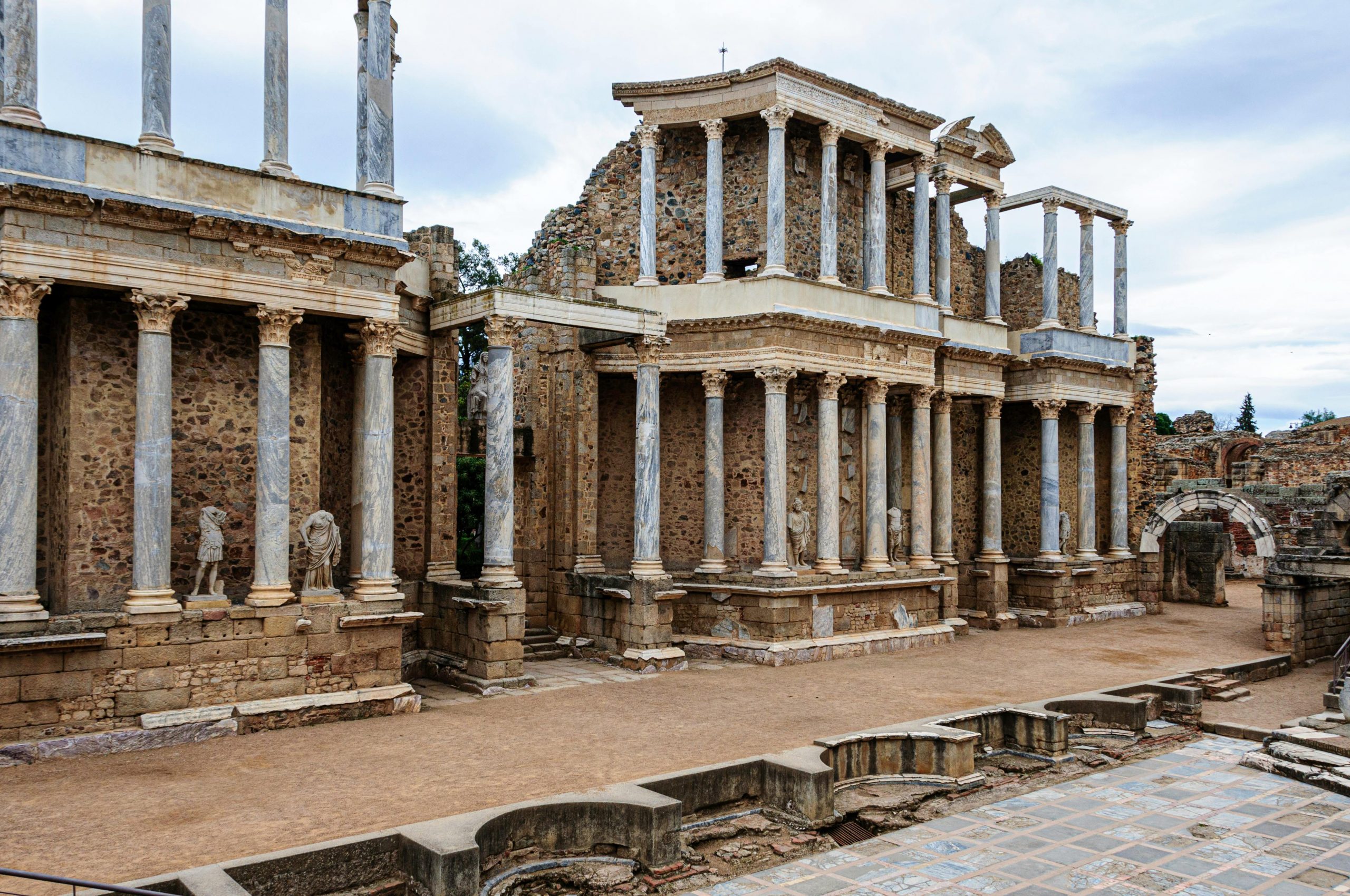 Ruins of Roman Theater of Merida in Spain